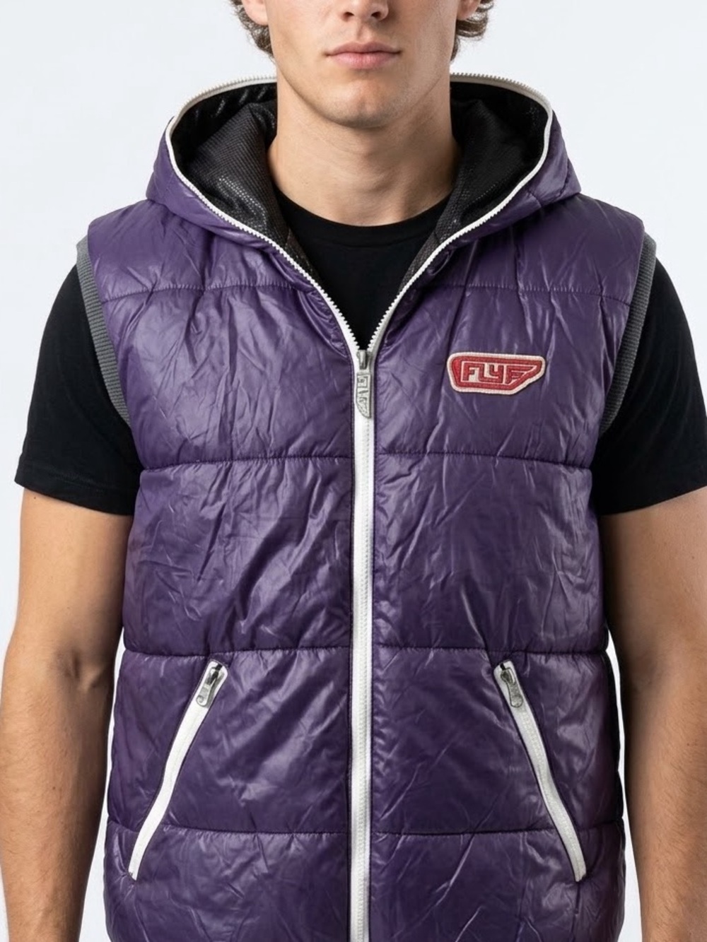 VINTAGE & UNIQUE Googims Co FLY DOWN Purple Goosedown Filled Mens Puffer Vest